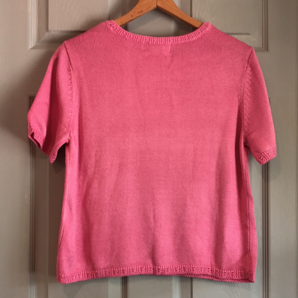 Casual Corner Annex Women's L Pink Rayon Cotton Knit Short Sleeve Sweater Top - Picture 5 of 6